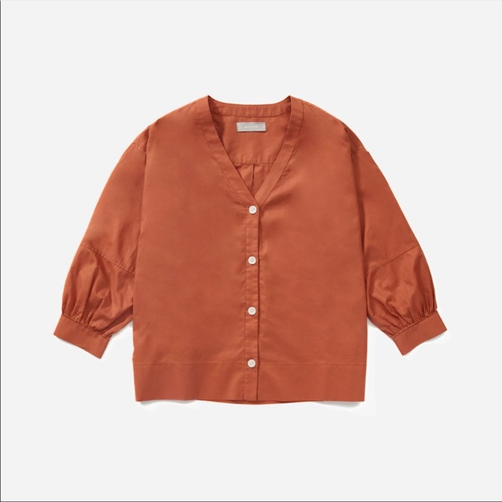 Everlane Silk Cotton Lantern Top in Terracotta